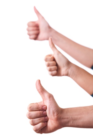 Thumbs Up on White Backgroundの写真素材