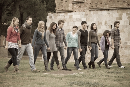 Multicultural Group of People Walking Togetherの写真素材