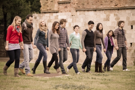 Multicultural Group of People Walking Togetherの写真素材