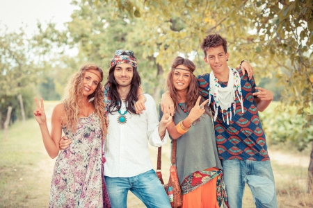 Hippie Group Outsideの写真素材