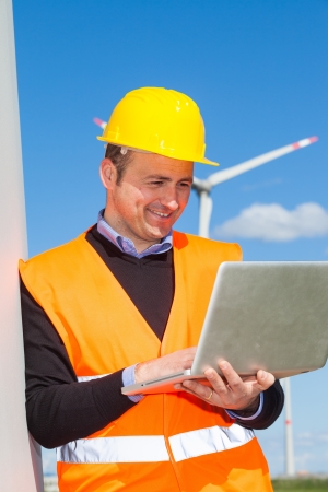 Technician Engineer in Wind Turbine Power Generator Stationの写真素材
