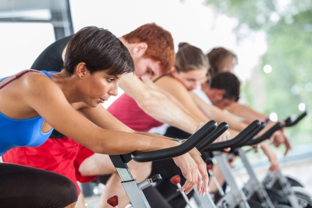 Group of People Cycling at Gymの写真素材