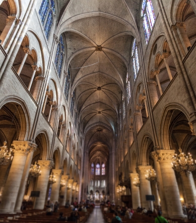 Notre Dame Cathedral, Paris, Interior Viewのeditorial素材