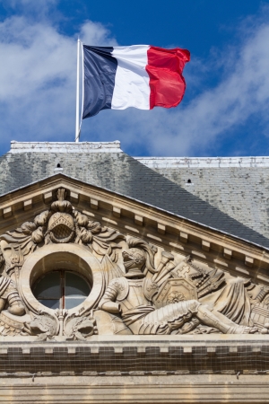 French Flag on an Ancient Buildingの写真素材