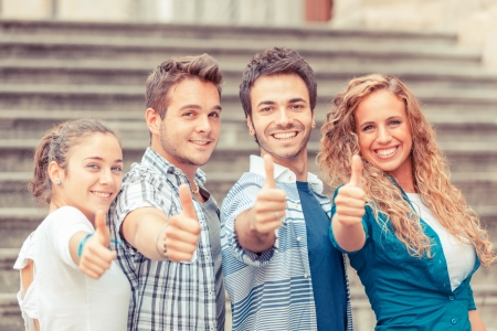 Group of Friends with Thumbs Upの写真素材