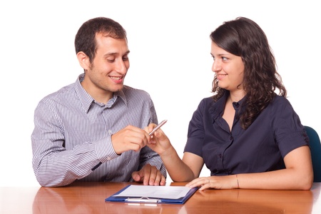 Financial Consultant and Client Signingの写真素材