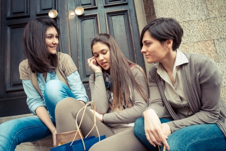 Group of Women Talking on Mobile Phoneの写真素材