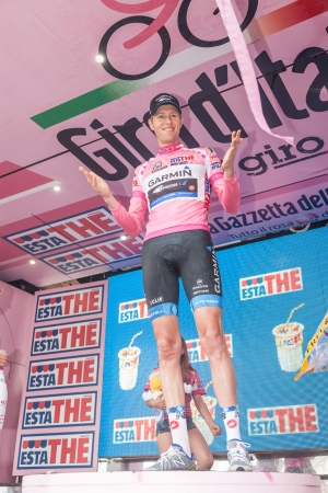 MILAN, ITALY - MAY 27: Ryder Hesjedal with Pink Jersey wins the Giro d'Italia of 2012 on May 27, 2012 in Milano, Italyのeditorial素材