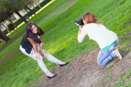 Female Photographer and Modelの写真素材