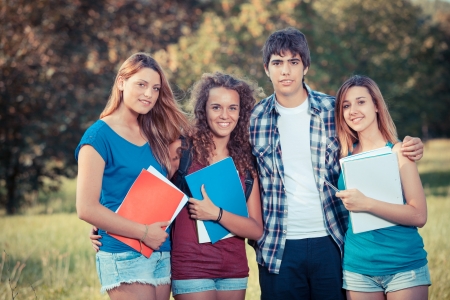Group of Teenage Students at Parkの写真素材
