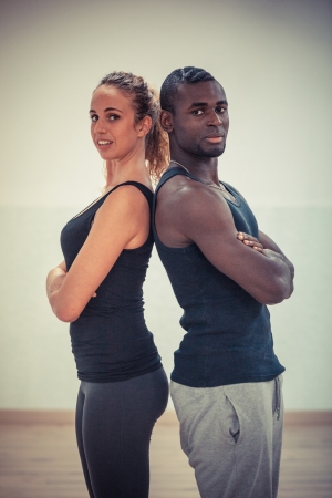 Young Couple with Gym Clothesの写真素材