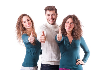Three Happy Friends with Thumbs Upの写真素材