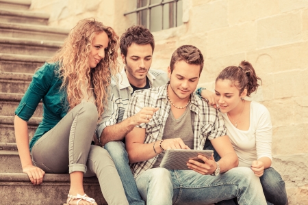 Group of Friends with Tablet PC