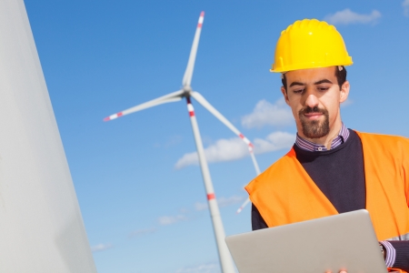 Technician Engineer in Wind Turbine Power Generator Stationの写真素材