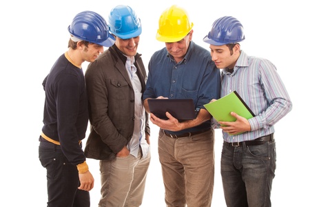 Engineers or Architects with Helmet on White Backgroundの写真素材