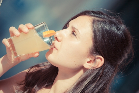 Smiling Beautiful Woman with Cold Drink