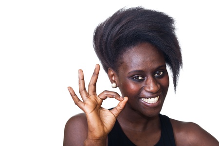 Black Woman Showing OK Signの写真素材