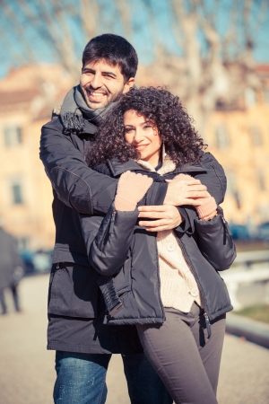 Happy Young Couple Outside, Valentine's Dayの写真素材