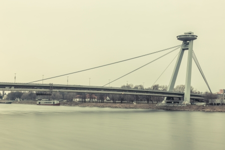 New Futuristic Bridge in Bratislavaの写真素材