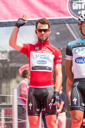 SANSEPOLCRO, ITALY - MAY 12: Mark Cavendish, before the 9th stage of 2013 Giro d'Italia on May 12, 2013 in Anghiari, Italyのeditorial素材