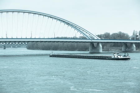 Apollo Bridge over Danube in Bratislavaの写真素材