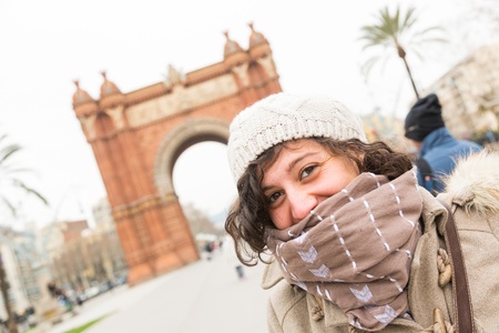 Young Woman in Barcelonaの写真素材