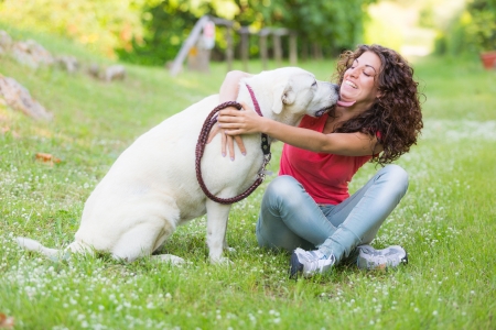 Young Woman with Dogの写真素材