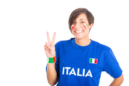 Italian Supporter on White Backgroundの写真素材