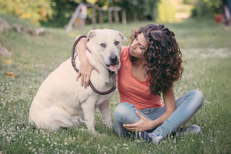 Young Woman with Dog