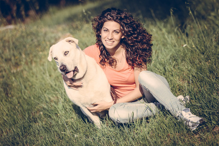 Young Woman with Dog
