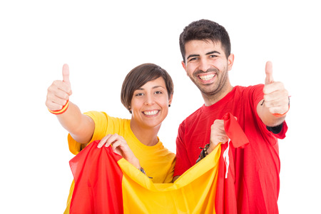 Spain Supporters on White Backgroundの写真素材