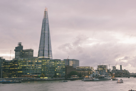 London Skyline with Shard Skyscraper at Twilightの写真素材