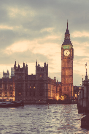Big Ben and House of Parliament in London at Sunsetの写真素材