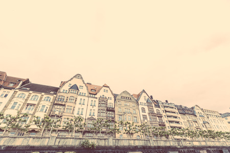 Houses in Dusseldorf Altstadt, the Old Town City Centerの写真素材