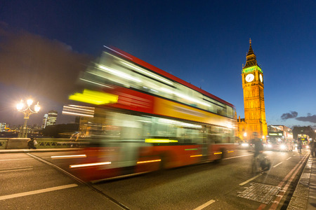 Double-Decker and Big Ben at Night