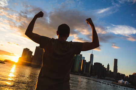 Successful Man in New York at Sunset