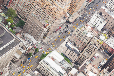 Aerial View of City Street in New Yorkの写真素材