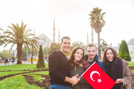 Group of Turkish Friends in Istanbulの写真素材