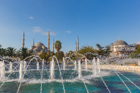 Blue Mosque in Istanbul on a sunny dayの写真素材