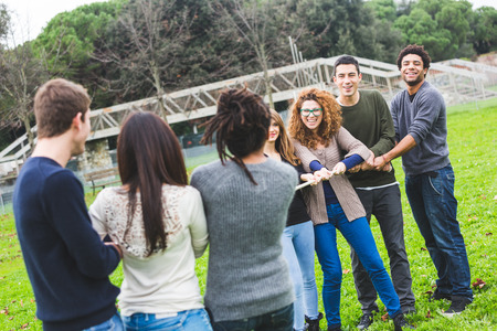 Multiracial People Playing Tug of Warの写真素材