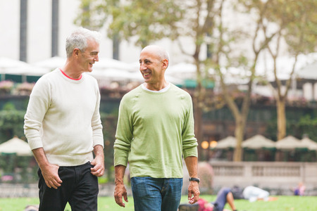 Gay Couple at Park in New Yorkの写真素材