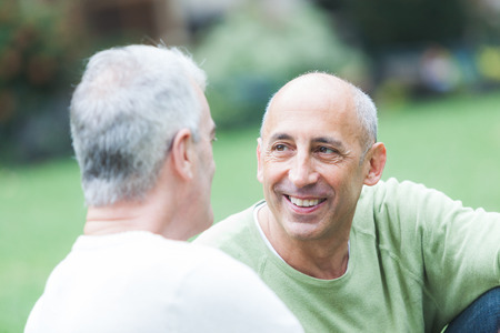 Gay Couple at Park in New Yorkの写真素材
