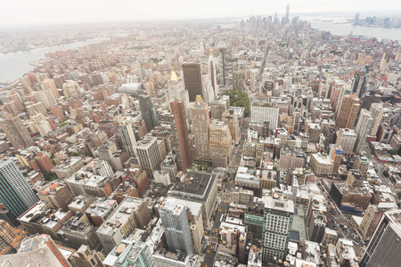 New York Aerial View on a Cloudy Dayの写真素材