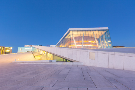 Opera House in Oslo at blue hourのeditorial素材