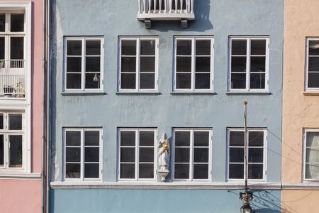 Typical colorful houses in Copenhagen old town, close up shots on windows and detailsの写真素材