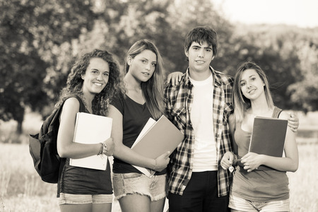 Group of Teenage Students at Parkの写真素材