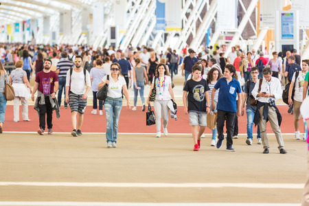 MILAN, ITALY - JUNE 01, 2015: People visiting Expo 2015. The theme of the Universal Exposition is Feeding the Planet, Energy for Life.のeditorial素材