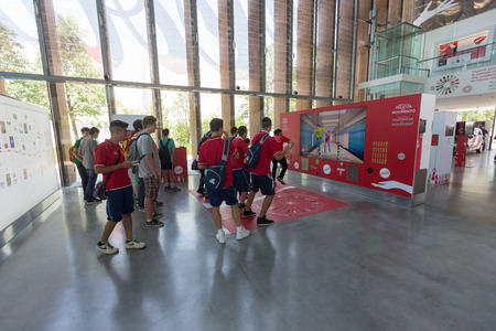 MILAN, ITALY - JUNE 03, 2015: Coca Cola Pavilion at Expo 2015. The theme of the Universal Exposition is Feeding the Planet, Energy for Life.のeditorial素材