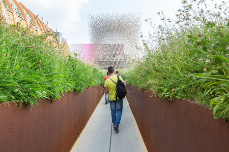 MILAN, ITALY - JUNE 01, 2015: United Kingdom pavilion at Expo 2015. The theme of the Universal Exposition is Feeding the Planet, Energy for Life.のeditorial素材