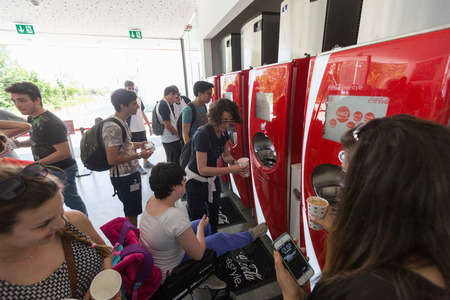 MILAN, ITALY - JUNE 03, 2015: Coca Cola Pavilion at Expo 2015. The theme of the Universal Exposition is Feeding the Planet, Energy for Life.のeditorial素材